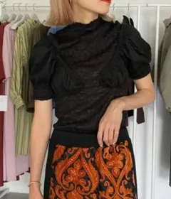 アメリ　MINI BUSTIER LAYERED TOP 　ブラック