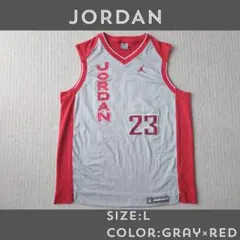 【訳あり】JORDAN 23 バスケット タンクトップ グレー×赤 メンズL