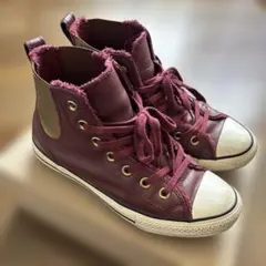 【converse】バーガンディ レザー ハイカットスニーカー