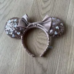 ディズニー　ピンクのハート型スパンコールカチューシャ