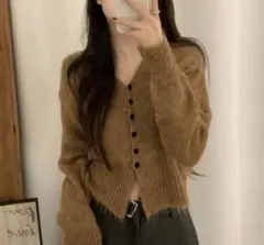 レディース 秋冬服 ボタン付きカーディガン フリーサイズ amood