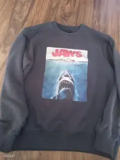 映画 ジョーズ JAWS スウェット トレーナー サメ ビッグプリント ブラック