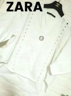 ZARA❤️コットンレース透かしシャツ　オーバーサイズ　綿　S　ゆったり