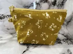 手作りポーチ・柴犬和柄・マスタード