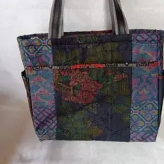 大島紬着物生地リメイクバック216