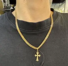 ゴールド18k クロスネックレス 天然ダイヤモンド