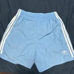 adidas 水色 3本ライン ショートパンツ M