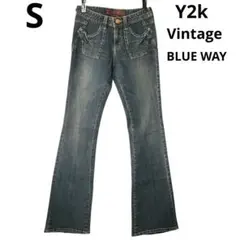 未使用タグ付 Y2K　フレアデニム　ブーツカット　S ブルーウェイ　ヴィンテージのサムネイル