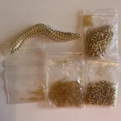 ゴールド系　丸ビーズ・角ビーパールビーズ　5種類セット