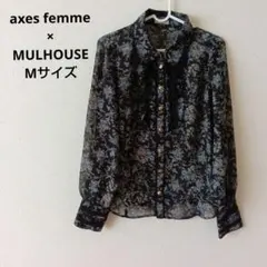 axes femme×MULHOUSE　ブラウス　フリル付き花柄シャツ　Mサイズ