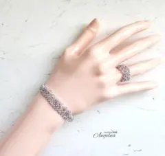 ハンドメイド　ビーズリング&ビーズブレスレットセットA