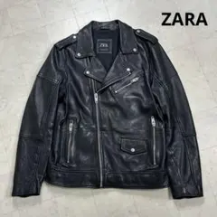 ZARA ザラ【L】レザー ダブルライダースジャケット 黒 ブラック