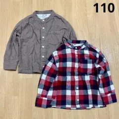 無印良品 ネルシャツ チェック 無地 110サイズ 2枚セット まとめ売り