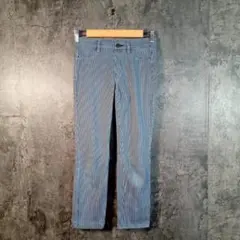 ✨UNIQLO✨ユニクロ♡クロップドレギンスパンツ♡ストライプ♡白青(S)