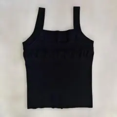 ブラックニット　ノースリーブトップス