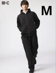 【値下げ不可】ユニクロCスウェットワイドパンツブラック M 通常丈