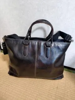 【送料無料】ダークブラウン レザー トートバッグ