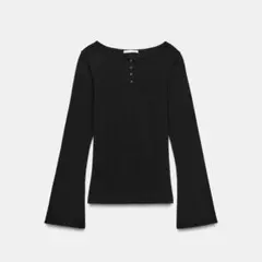 ZARA ヘンリーネック長袖カットソー