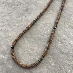 シェルネックレス46cm ターコイズ 8mmヒシビーズ太め サントドミンゴ