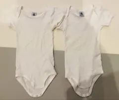 プチバトー 半袖ボディスーツ 白 2枚セット 12m/74cm