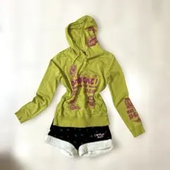 y2k 00s 平成ギャル　平成女児　パーカー　グランジ　パンク　英文字