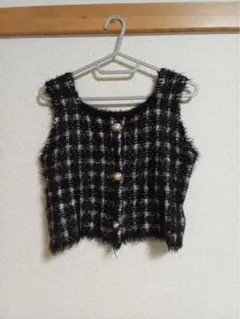 GRL グレイル チェック柄 ファー ニットベスト Mサイズ