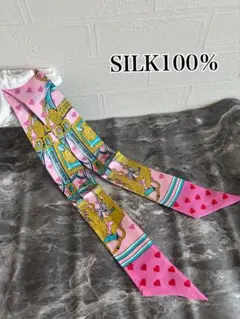 新品⭐︎シルク100% ハートスカーフリボン⭐︎