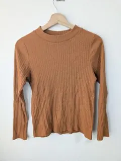 LOWRYS FARM　ブラウン リブ編み 長袖セーター　L