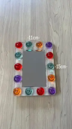 スマイルミラー カラフル ポップ インテリア 雑貨 レトロ 11×15cm