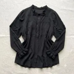 GALLARDAGALANTE /シフォンシャツ シワ加工 フリルブラウス 黒Fのサムネイル
