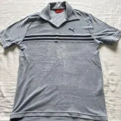 Puma グレー ストライプ ポロシャツ M