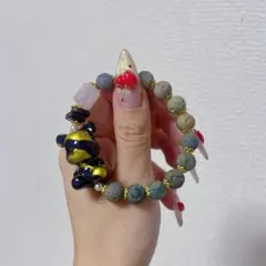 天然石 カラフルキャラクタービーズブレスレット