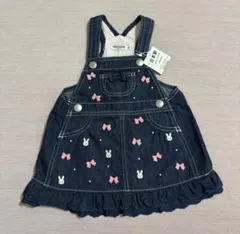 ☆ミキハウス☆うさこ刺繍デニムワンピース　襟付きシャツ　S 70 80のサムネイル
