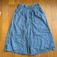 デニムブルー ガウチョパンツ ゴムウエスト 140