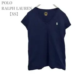 POLO RALPH LAUREN/半袖Tシャツ/Vネック/ロゴ刺繍/XS/紺のサムネイル