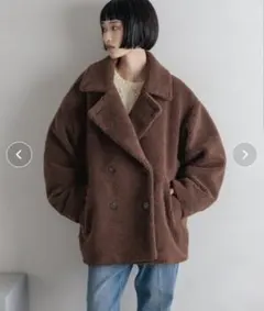 LOWRYS FARM　2wayエリボアコート　ブラウン　新品
