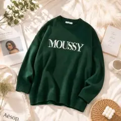 MOUSSY ロゴニット セーター グリーンのサムネイル
