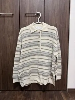 CLANE ボーダー ポロニット 長袖