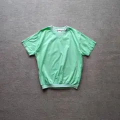 80s 銀タグ デサント製 アディダス 半袖 ナイロンピステ グリーン刺繍 L