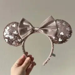 ディズニー スパンコール　リボン　ハート ピンク　カチューシャ　ミニー