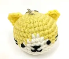 選べるにゃんこ＊猫の顔だけあみぐるみキーホルダー　黄色/ハンドメイド