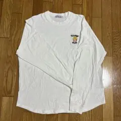 ホワイトロングTシャツ　胸ワンポイント