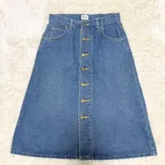 Lee リー デニムスカート M ブルー フロントボタン ステッチ Aラインのサムネイル