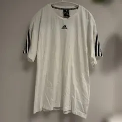 adidas 半袖 Tシャツ ホワイト　3本ライン　Oサイズ　ドルマンTシャツのサムネイル