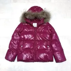 ファー ダウンジャケット M 肉厚 y2k 平成ギャル 光沢 ピンク