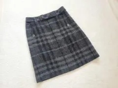 【美品】バーバリーロンド ノバチェック ベルト付き ウール混 スカート M