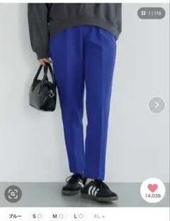 3Dストレッチハイウエストパンツ M ブルー