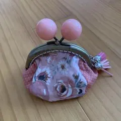 ハンドメイド花柄ドットがま口財布
