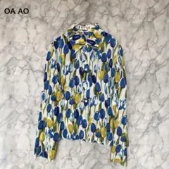 OA AO (アツキオオニシ)チューリップ柄　薄手シャツ　麻混　11号　L