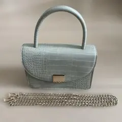 H&M ライトグリーン クロコダイル風 ミニショルダーバッグ